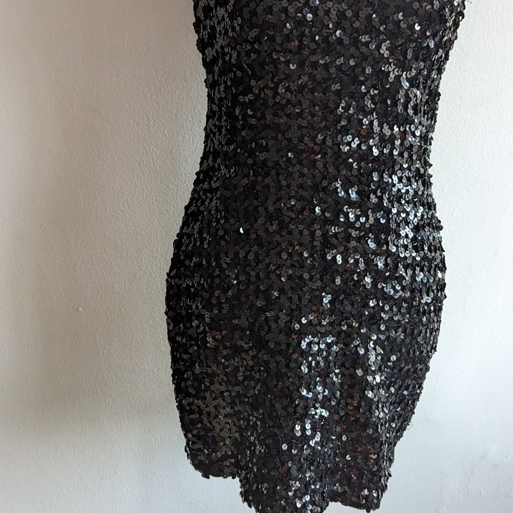 Black Sequin Mini Dress